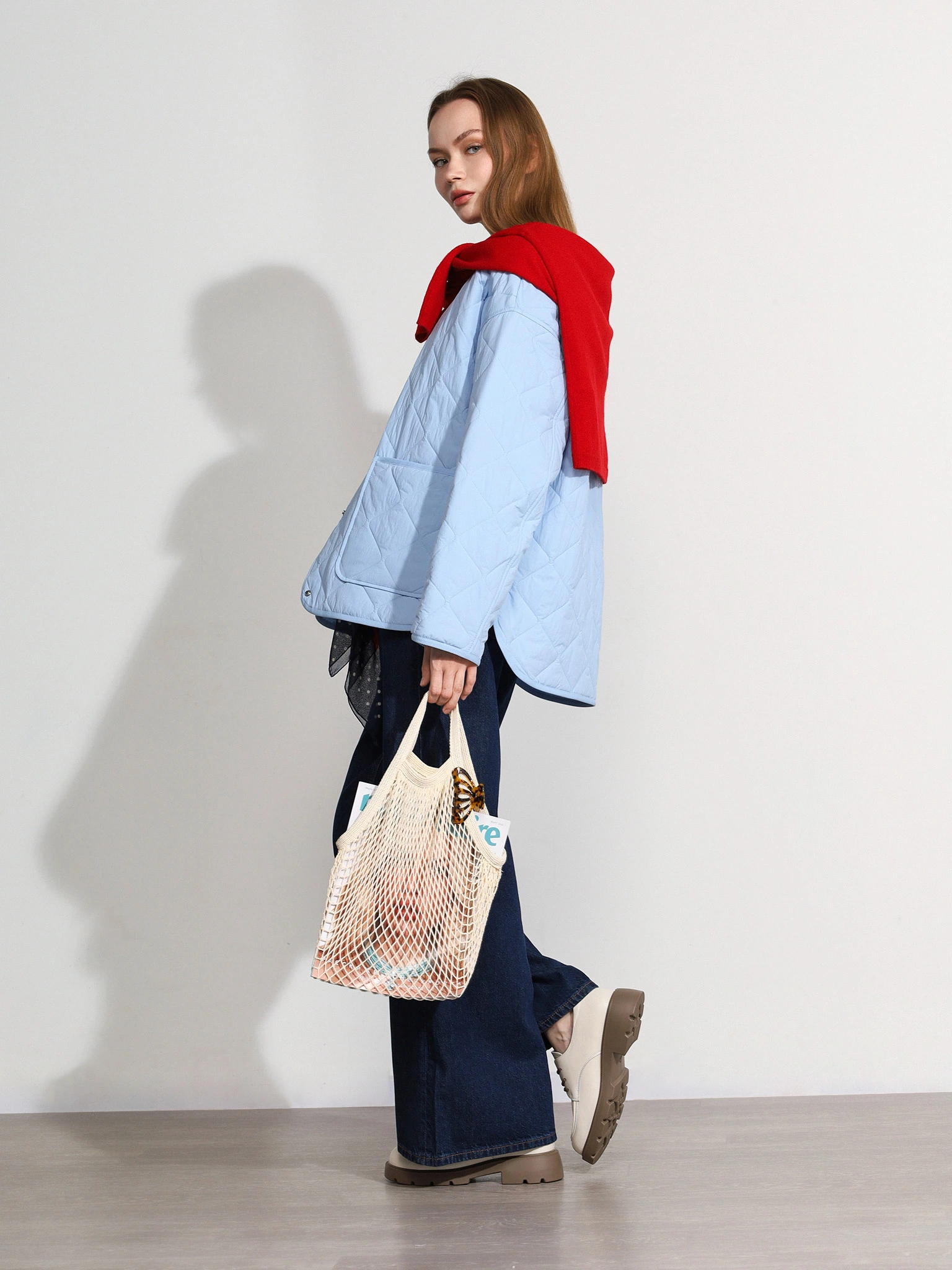 Куртка стеганая голубого цвета на кнопках